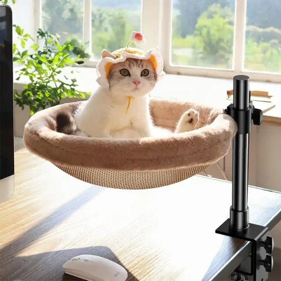 Adjustable Cat Bed: 360° Rotating Pet Hammock